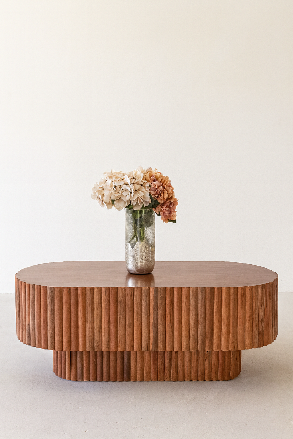 The Ribbed Edge – Handcrafted Natural Wood Coffee Table