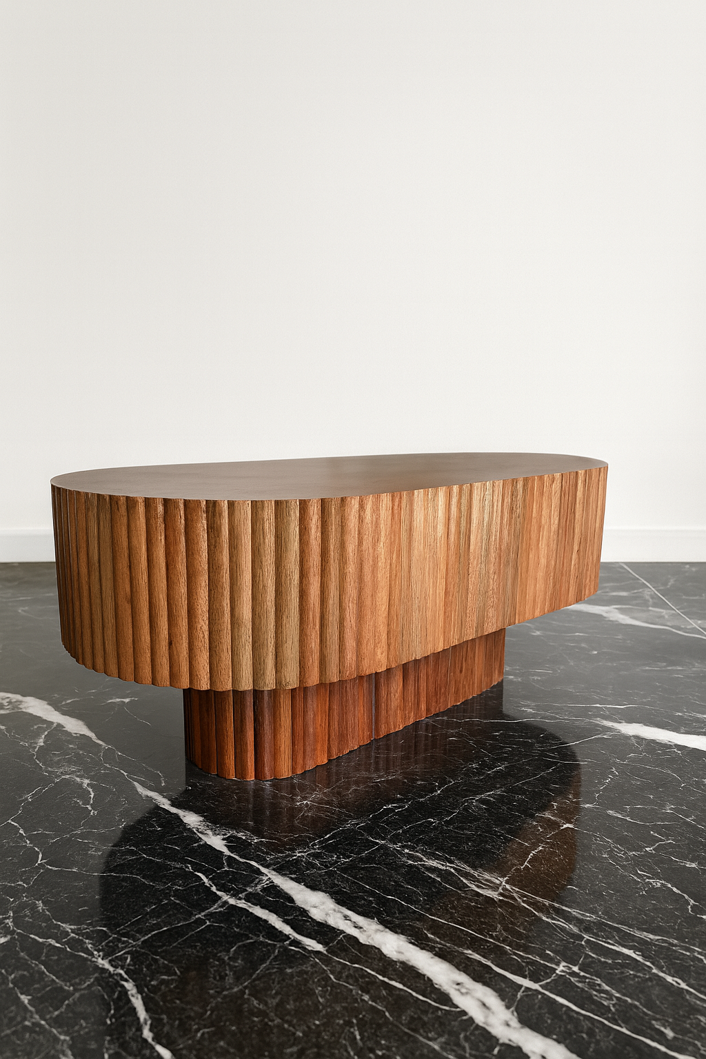 The Ribbed Edge – Handcrafted Natural Wood Coffee Table