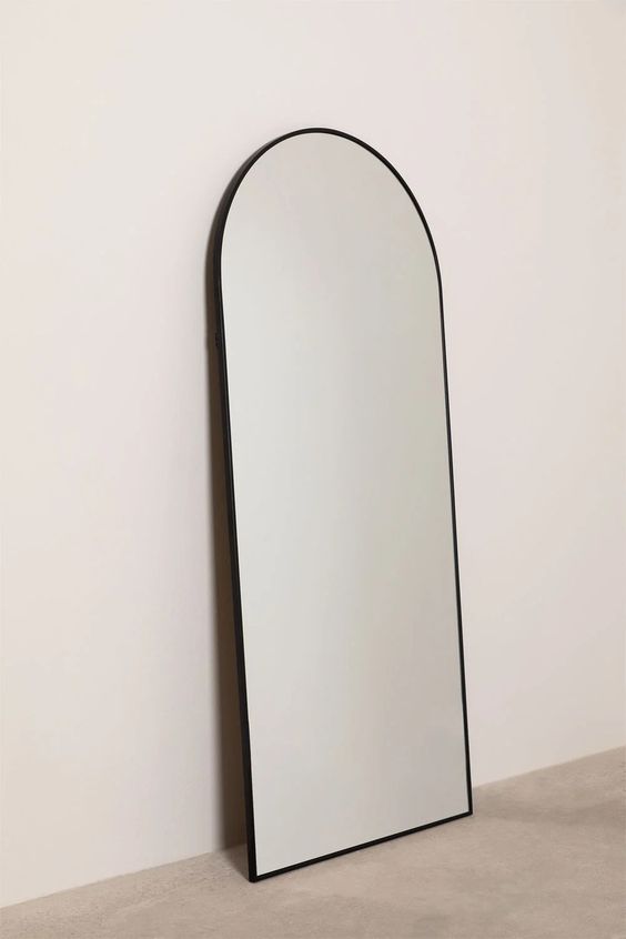 Standing Arch-shaped Mirror with a black frame